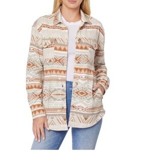 C&C California Cream and Rust Aztec Shacket MED